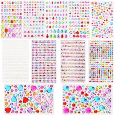 11 Sheet Gem Stickers, 2317Pcs Gem Stickers for Crafts, Self-Adhesive Rhinestone Jewel Sticker Assorted Shapes Multicolor Jewels Bling Gems Sticker for DIY, Scrapbooking,Card Making, Craft(1 Set) - Image 1