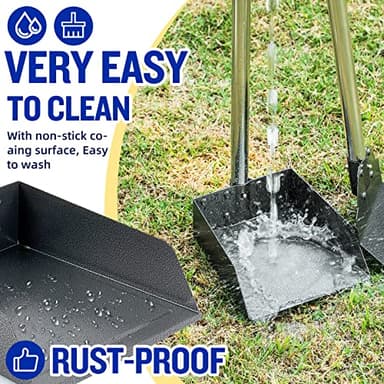 Dog Pooper Scooper,Tray and Spade Set Poop Scooper for Dogs, Adjustable Long Handle Metal Pooper Scooper with Bin for Pet Waste Removal, No Bending Clean Up for Medium and Large Dogs - Image 4