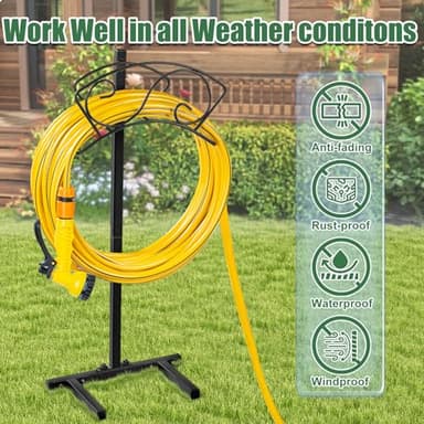 ULIOK Garden Hose Holder Freestanding, Water Hose Holders for Outside with Sturdy 4 Spikes, Hose Reel Holds 150-feet Hose, Hose Hanger Hose Storage for Yard, Lawn, Farm - Image 6