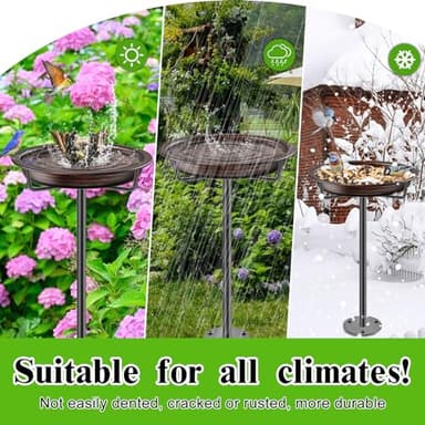 VeyFolzin.st Bird Baths for Outdoors, Detachable Birdbaths for The Garden Clearance, Heavy Duty Freestanding Bird Baths, Bird Bath Bowl Spa & Birdfeeder with Metal Stake Stand (Retro Brown) - Image 3
