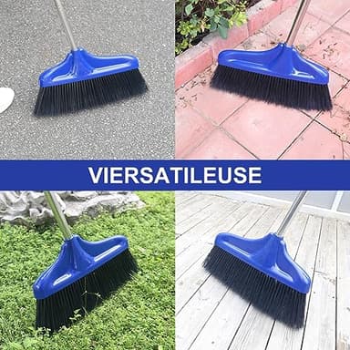 20 inches Full Size Angle Broom Heavy-Duty Outdoor Broom Commercial Broom for Courtyard Garage Lobby Patio Shop Warehouse Floor Sweeping - Image 5