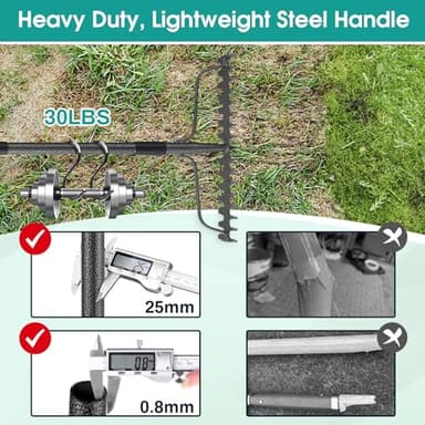 Garden Rake:63 Inch Metal Garden Leaf Rake with 17 Tines, Heavy Duty Bow Rakes for Lawn Yard Leaves Debris Mulch Gravel Thatch Clean,Lawn Care Gardening Landscaping - Image 4