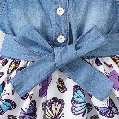 Baby Girl Clothes Summer Outfits Butterfly Sleeveless Dress Infant Denim Purple Dresses Sundress Toddler Causal Boho Dress 12-18 Months Girl Clothes - Image 6