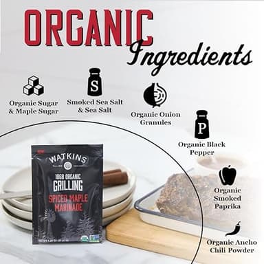 Watkins Organic Grilling Spiced Maple Marinade, 1.25 Oz each, 12 Count (Pack of 1) - Image 3