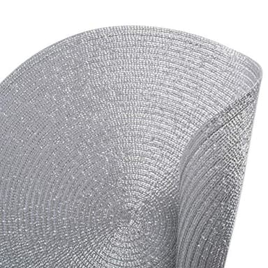 DII Woven Placemats Collection Metallic Round Placemat Set, 15", Silver, 6 Piece - Image 4