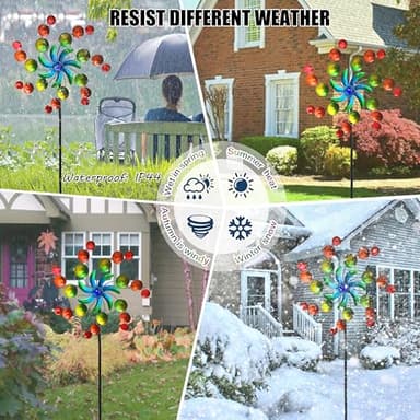 COOZZYHOUR 39" Metal Wind Spinners, Wind Sculptures Garden Stake,Outdoor Windmill for Yard and Garden Lawn Patio Decor - Image 6
