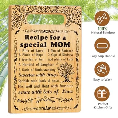 Birthday Gift for Mom, Recipe for a Special Mom- Mom Birthday Gifts from Daughter Son Cutting Board Set, Engraved Utensil Best Mom Ever Gifts Ideas Mom Gifts for Mother New Mom Step Mom - Image 3
