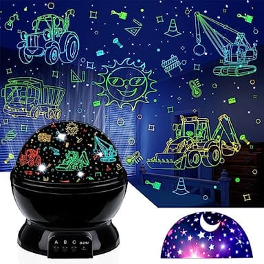 Car Truck Night Light Projector Toys for Boys Age 3-5 Toddler Tractor Nightlights 360 Degree Rotation with 17 Colors Changing Baby Ceiling Light Projector for Boys Girls Bedroom Decoration - Image 1
