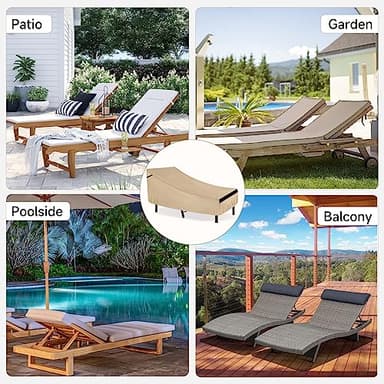 NEVERLAND Waterproof Patio Lounge Chair Cover, Outdoor Chaise Lounge Covers with Heavy Duty Material, 420D Waterproof Outdoor Chairs Cover 82L x 57W x 32H inch Golden (2 Pack) - Image 5