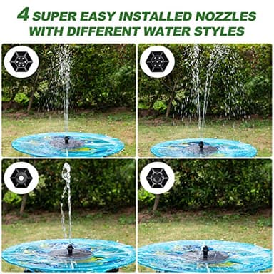 Mademax Upgraded Solar Fountain with 4 Easy Install Nozzle and Fixer, Solar Powered Fountain Pump for Bird Bath, Garden, Pond, Pool, Fish Tank, Outdoor - Image 4