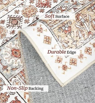 zesthome 9x12 Area Rugs,Stain Resistant Washable Rug,Ultra-Thin Rugs for Living Room,Bedroom,Non-Slip Backing Home Decor Large Area Rug (Orange,9'x12') - Image 4