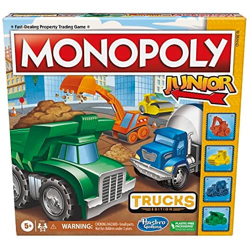 Monopoly Junior Trucks Edition Board Game for Kids Ages 5+, 2-4 Player Kids Games (Amazon Exclusive) - Image 1