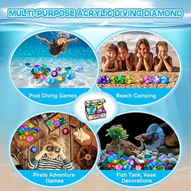 Diving Gem Pool Toy 10PCS DISHIO Big Colorful Diamond Diving Toy with Treasure Box Chest Pirate Pool Toys for Kids Toddlers Underwater Sinking Dive Gemstone for Swimming Bath Birthday Party Decoration - Image 7