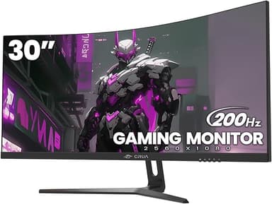 CRUA 30" Curved Gaming Monitor, 165Hz/200Hz Computer Monitor, WFHD(2560 * 1080P) 1500R VA Screen, 120% sRGB PC Monitors Support AMD FreeSync, Wall Mount Install(HDMI, DP)- Black - Image 1