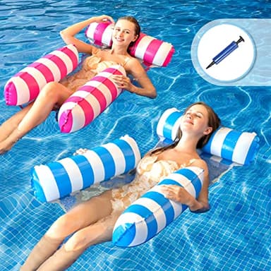 Pool Floats Adult Size Floats for Swimming Pool Chair Floats Water Hammock Inflatable Pool Floats Pool Hammock Floats for Adults Pool Lounge Floating Chair for Pool Beach Ocean Lake 2 Packs (XL) - Image 1