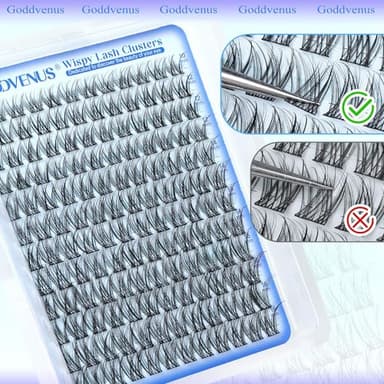 Goddvenus Wispy Lash Clusters 10-16mm Lashes Clusters Eyelash Extensions Natural Individual Lashes 144pcs D Curl Lash Extension DIY Soft Comfortable Eyelash Clusters with Cotton Band - Image 7