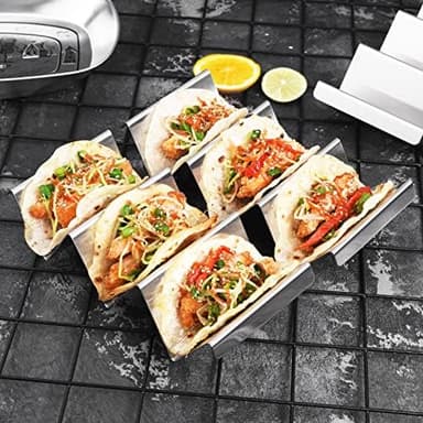 Taco Holders 4 Packs - Stainless Steel Taco Stand Rack Tray Style, Oven Safe for Baking, Dishwasher and Grill Safe - Image 4