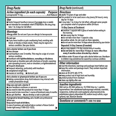 Amazon Basic Care Lansoprazole Delayed Release Capsules, 15 mg, Proton Pump Inhibitor, Acid Reducer, 24 Hour Heartburn Medicine, 42 Count Pack - Image 5
