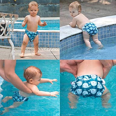 ALVABABY Swim Diapers 2pcs Baby & Toddler Snap One Size Reusable Adjustable Baby Boys' Swim Diapers for Swimming Lessons SW18-21 - Image 3