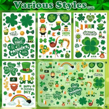 MDDRUIQI St Patricks Day Decorations - 105 PCS St Patricks Day Window Clings - Shamrock Stickers for Glass Reusable Static Spring Shamrock Decorations | St Patricks Day Decor - Image 4