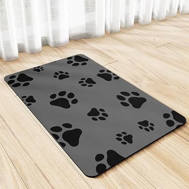 18"×30" Dog Food Mat-Absorbent Dog Mat for Food and Water, No Stains Quick Dry Cat Food Bowl Mat with Footprints for Messy Drinkers,Dark Grey - Image 9