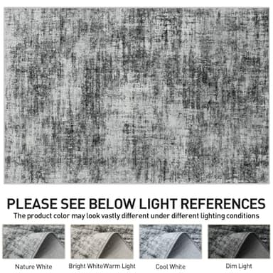 9x12 Area Rugs Washable Rug: Modern Abstract Living Room Rug Soft Anti-Skid Thin Carpet Indoor Floor Non-Shedding Carpets for Bedroom Dining Room Farmhouse Nursery Home Office Black - Image 7