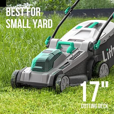 Litheli Cordless Lawn Mower 17 Inch, 2 x 20V 4.0Ah Battery Lawn Mowers with Brushless Motor, Bagging & Mulching, Charger Included - Image 3