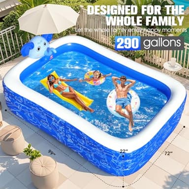 Inflatable Pools with Sprinkler,Upgraded Elephant Inflatable Swimming Pool,Kids Pools for Backyard,Large Inflatable Pool for Adults Blow up Pools,Oversized Thickened Family Inflatable Pool-Blue - Image 2