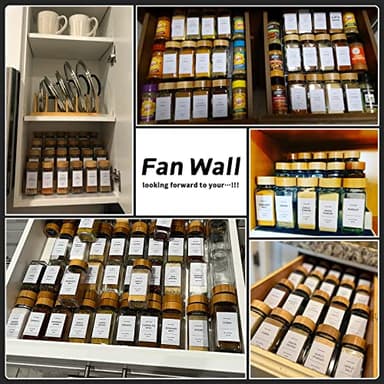 DIMBRAH Spice Jars with Label-4oz 36Pcs, Glass Spice Jars with Bamboo Lids, Container Set with White Printed Labels,Kitchen Empty Jars with Shaker Lids - Image 7