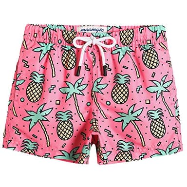 maamgic Boys Swim Trunks Toddler Swim Shorts Little Boys Bathing Suit Swimsuit Toddler Boy Swimwear,Palmpineapple Pink,5 T - Image 1