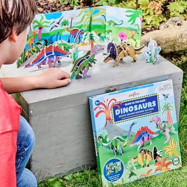 eeBoo: Dino 3D Glow-in-The-Dark - Includes 4 Constructible Dinosaurs & 4 Prehistoric Plants, Building & Construction Set, Play Scene, Ages 5+ - Image 2
