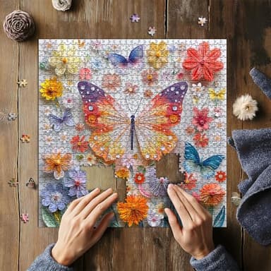 Butterfly Puzzle for Adults 1000 Pieces, Colorful Wings Jigsaw Puzzle Garden Flower, Unique Paper Art Nature Animal Puzzle, Challenging Impossible Hard Puzzle for Adults - Image 4