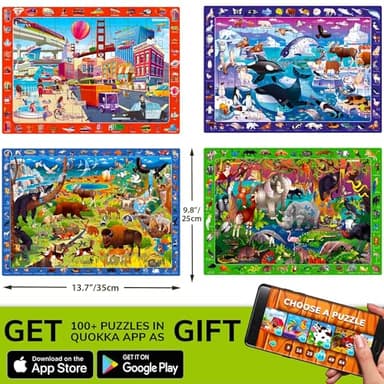 QUOKKA Puzzles for Kids Ages 4-6 - 4 x 60 Puzzles for Toddlers 5-8 - Educational Search & Find Toy for 8-10 yo for Learning Forest Polar, USA National Park Animals & City Life - Image 5