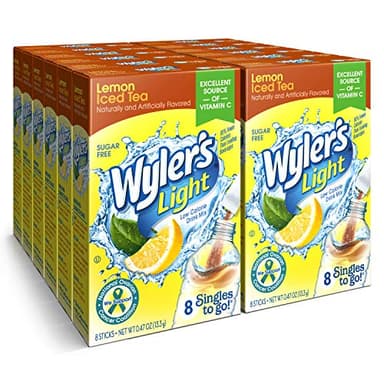 Wyler's Light Singles To Go Powder Packets, Water Drink Mix, Lemon Iced Tea, 96 Single Servings (Pack of 12) - Image 1