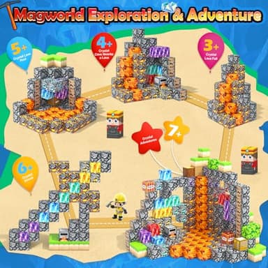 100PCS Magnetic Blocks Building Toys, Gem Cave Adventure Building Craft, Learning Sensory Toys for Boys Girls Age 3-12, Game Gift for Kids Little Gamers (0.8 inch) - Image 5