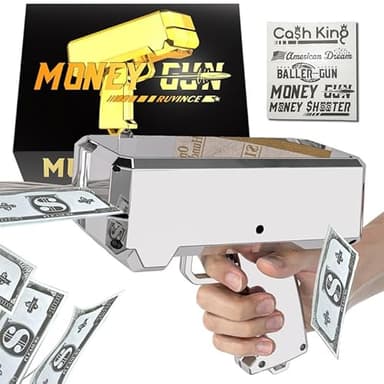 Money Gun Shooter – RUVINCE Money Gun for Movies That Look Real, Prop Gun Make it Rain, Handheld Cash Gun for Game Movies Party - Image 1