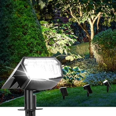 AUDERWIN Solar Spot Lights Outdoor Waterproof 6 Pack IP65, 63 LED 3 Lighting Modes Spotlights for Yard Garden House Garage Pathway - Image 1