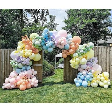 NISOCY Pastel Balloons Arch Garland Kit, 126PCS 18In 12In 10In 5In Pastel Color Rainbow Balloons Different Sizes for Birthday Baby Shower Wedding Gender Reveal Unicorn Party Decorations - Image 4