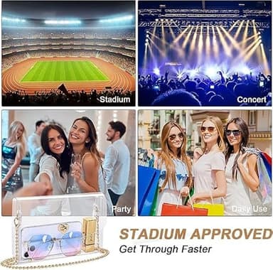Clear Bag for Stadium Events Approved - Clear Purse for Women Stadium Crossbody - Small Transparent Plastic Concert Bag - Image 2