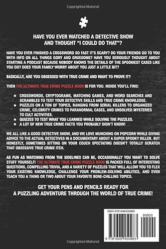 The Ultimate True Crime Puzzle Book: Over 100 Killer Activities for True Crime and Serial Killer Fanatics (Cryptograms, Crosswords, Brain Games, Word Searches, Trivia, Quizzes and Much More) - Image 2