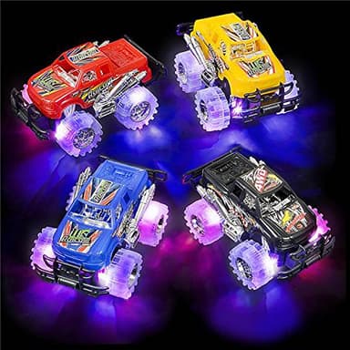 Light-Up Monster Truck Toys (2-Pack) – Push-&-Go Cars with Glowing Wheels – Birthday Gift for Toddlers, Boys & Girls Ages 3+ – Durable Friction-Powered Trucks – Batteries Included - Image 4
