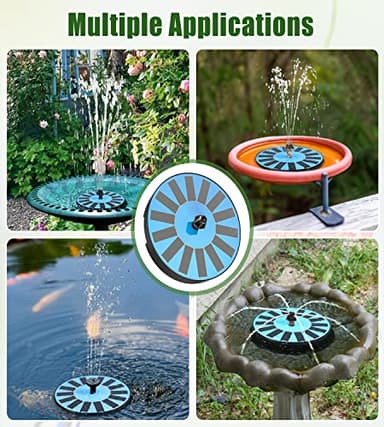 GAIZERL Solar Fountain Bird Bath Fountains Upgraded 100% Glass Panel, Solar Powered Water Fountain Pump with 8 Nozzle & 4 Fixer for Garden, Pond, Pool, Patio, Outdoor - No Battery Needed - Image 6