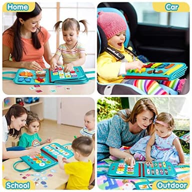 Winblo Toddler Busy Board - Montessori Toys for Toddler Boy Birthday Gift, Educational Learning Sensory Busy Book for Toddlers Boys, Airplane Car Travel Activities Toy for Toddlers - Image 5