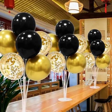 ZJDHPTY Black and Gold Party Decorations Balloon Stand Table Centerpieces for Birthday Wedding Retirement Anniversary Father's Day Halloween New Years Graduation Decorations 2025 (Black gold set4) - Image 6