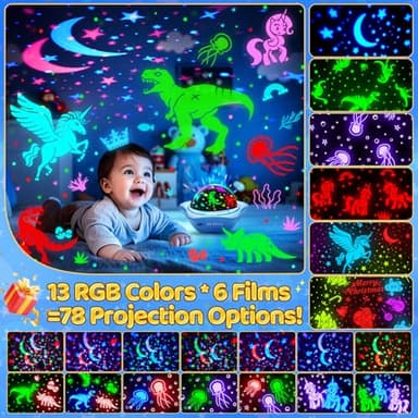 One Fire Night Light for Kids Gifts, 6 Films+78 Lighting Modes Ceiling Star Projector, Rechargeable Night Light Projector, 360°Rotating Star Lights for Bedroom Decor, Sensory Toys for Baby Boy Gifts - Image 3