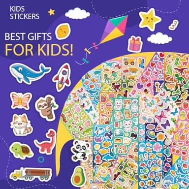 KARSLORA 36 Sheets Stickers for Kids, 800+ Stickers for Scrapbooking Including Animals, Fruits, Dinosaurs, Hearts, Cats, Fish, Cars, Space and More, Party Favors for Kids - Image 5