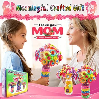 Crafts for Girls Ages 6-10 Make Your Own Flower Bouquet with Buttons and Felt Flowers, Vase Art and Craft for Children - DIY Activity Christmas Birthday Gift for Girls Age 6 7 8 9 10 Year Old - Image 3