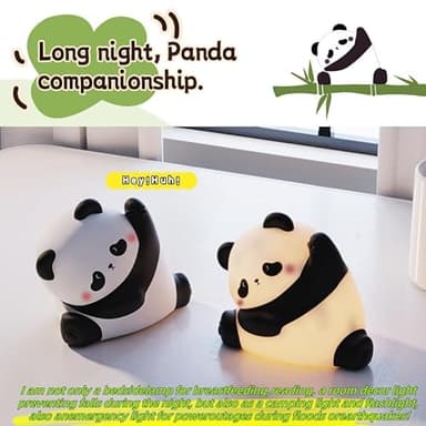 YR YRHH-PET Kungfu Pose Panda Night Light, LED Squishy Novelty Animal Cute Lamp, Food Grade Silicone Nightlight, 3 Level Dimmable, Light Up Panda Decor for Room College Dorm, Funny Gifts - Image 6