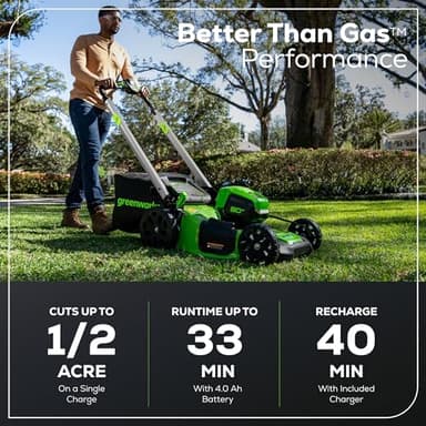 Greenworks 80V 21" Brushless Cordless (Self-Propelled) Lawn Mower (LED Headlight + Aluminum Handles), (2) 4.0Ah Batteries and Rapid Charger Included (75+ Compatible Tools) - Image 3