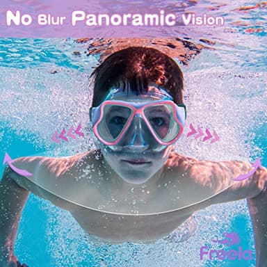 Freela Kids Swim Goggles with Nose Cover, Water Pool Beach Swimming Goggles Mask for Childrens Boys Girls Junior Youth 3-6 4-7 6-14 8-12 Age 5 6 7 8 9 10 11 12 13 14 Purple - Image 2